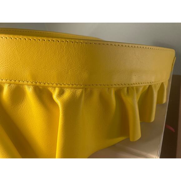 Max Mara Yellow Leather Ruffle Belt F/W 2019 Made in Italy ~ Sz S ~ Pristine! - Picture 6 of 9